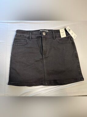 NWT Abercrombie Kids Black Denim Mini Skirt Skort Stretch Size 13/14